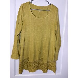 Soft Surroundings Olive Green Lace‎ Trim Tunic Top Women's Medium